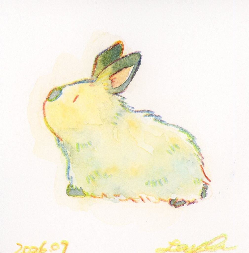 【月面観覧広報部】月/うさぎの水彩イラスト原画