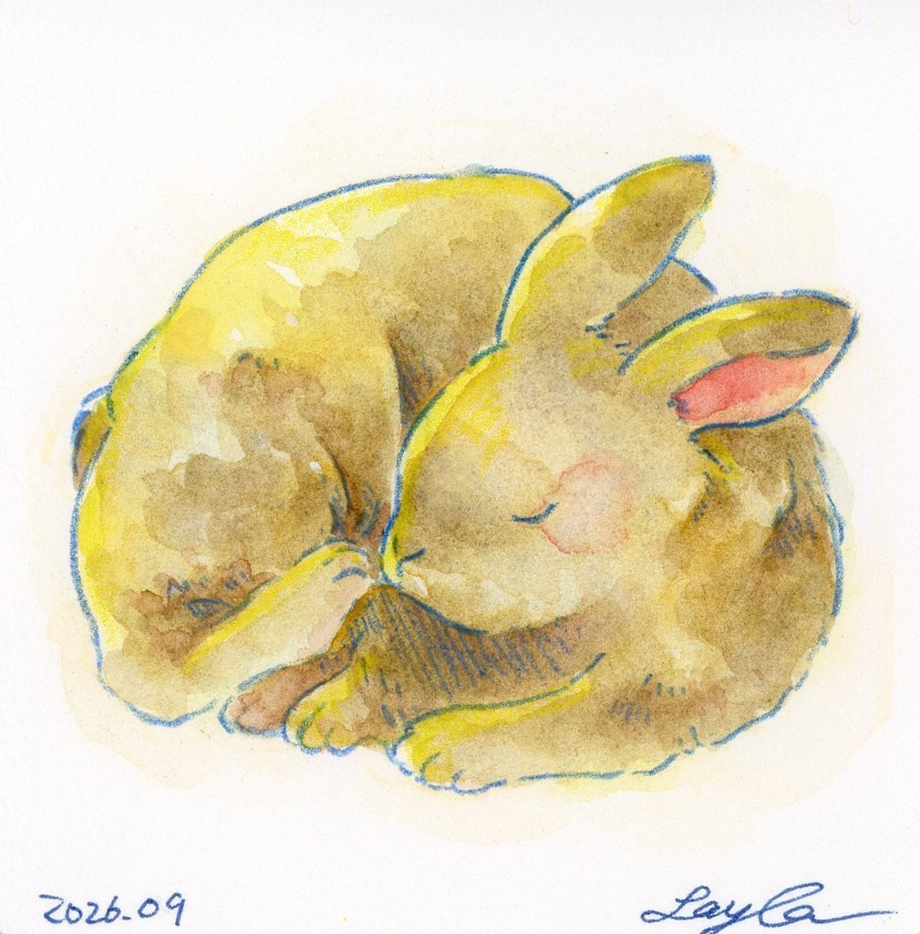 【月面観覧広報部】月/うさぎの水彩イラスト原画
