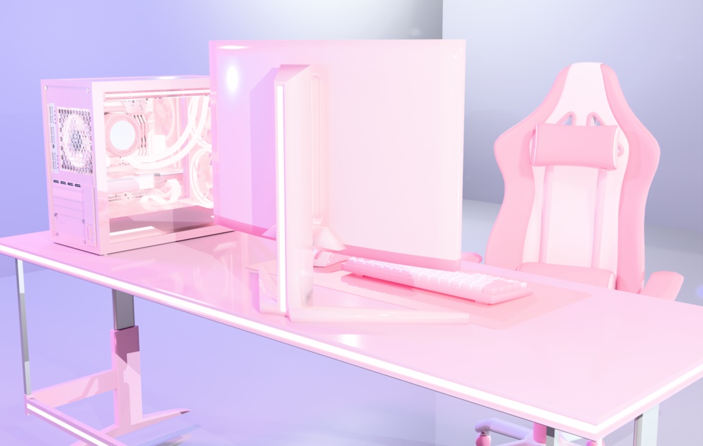 【3Dモデル】ゆめかわゲーミングセット【FBX/blender】