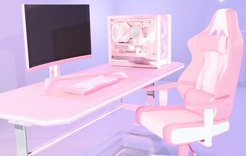 【3Dモデル】ゆめかわゲーミングセット【FBX/blender】