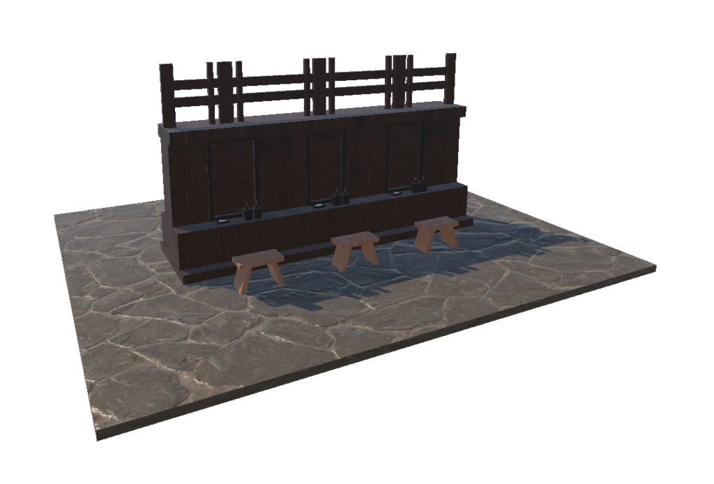 VRChat 豪華温泉セット01【3Dモデル】家具/和風