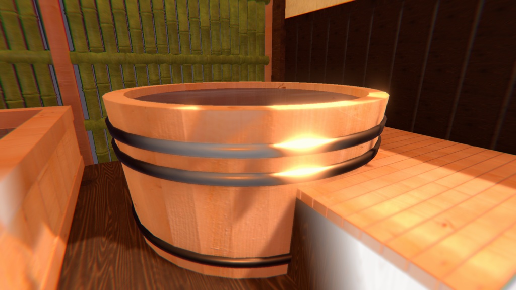 VRChat 豪華温泉セット01【3Dモデル】家具/和風