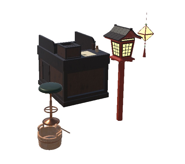 VRChat 豪華温泉セット01【3Dモデル】家具/和風