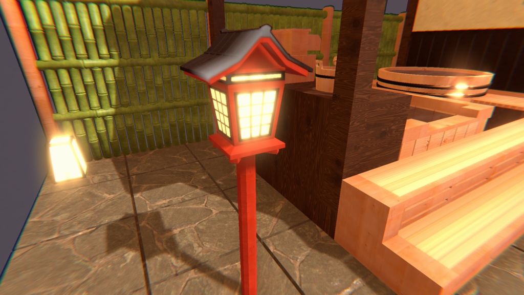 VRChat 豪華温泉セット01【3Dモデル】家具/和風