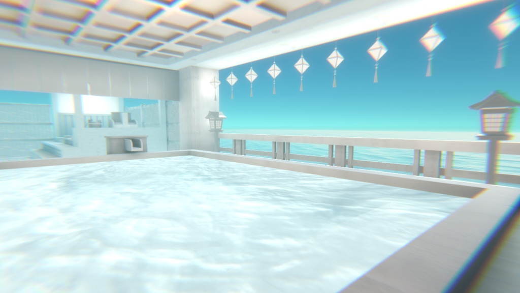 【VRChat】まっ白温泉ワールド『純白温泉』【Unity/blender/FBX】