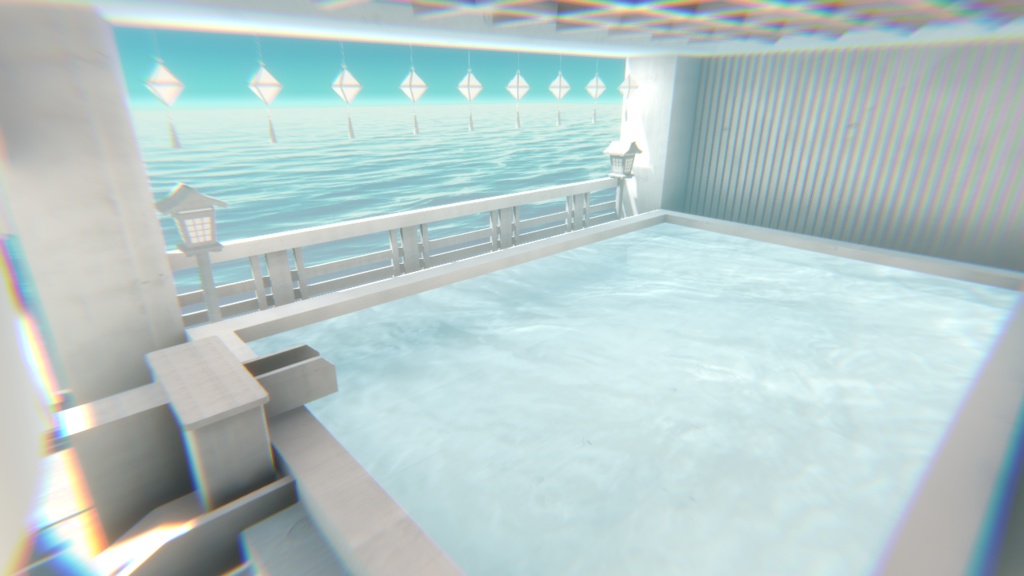 【VRChat】まっ白温泉ワールド『純白温泉』【Unity/blender/FBX】