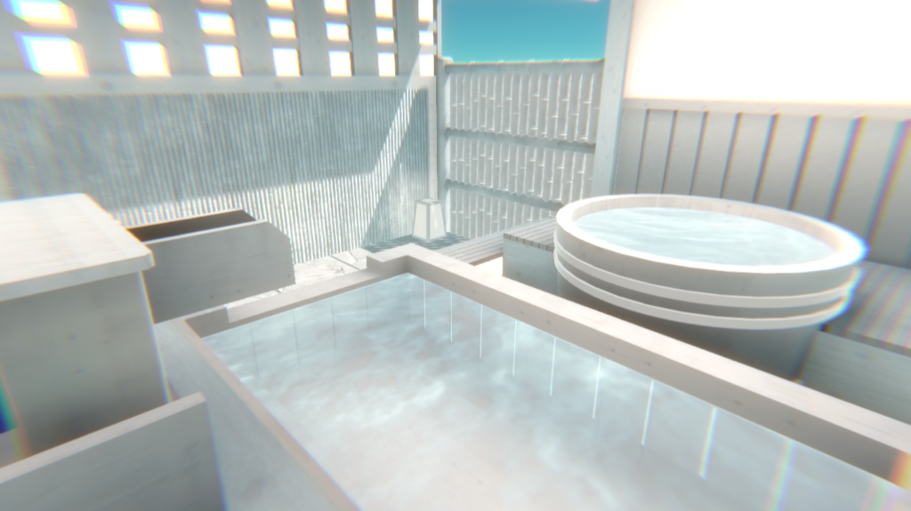 【VRChat】まっ白温泉ワールド『純白温泉』【Unity/blender/FBX】