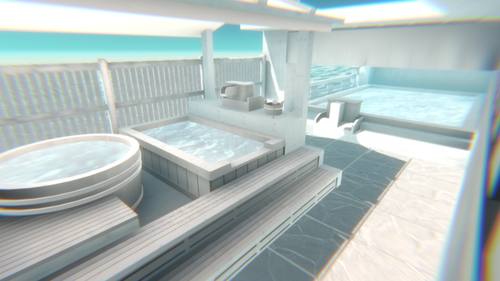 【VRChat】まっ白温泉ワールド『純白温泉』【Unity/blender/FBX】