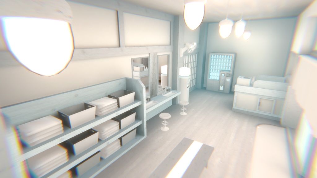 【VRChat】まっ白温泉ワールド『純白温泉』【Unity/blender/FBX】