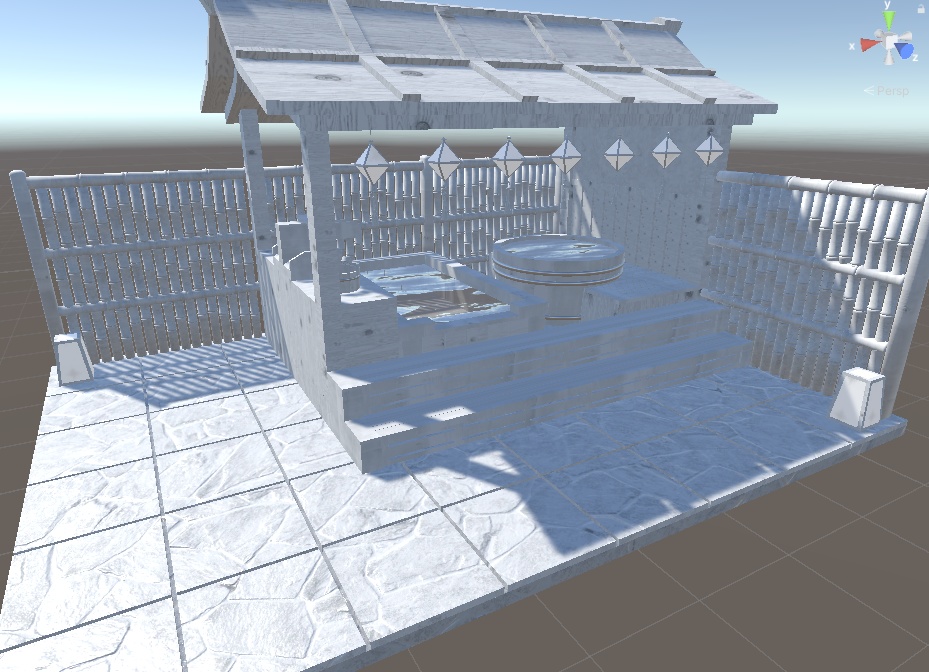 【3Dモデル】純白温泉セット【FBX/blender/VRChat】真っ白な3Dアセット