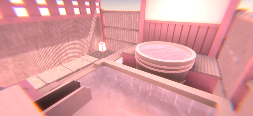 【VRChat】ピンクの温泉ワールド『ゆめかわ温泉』【Unity/blender/FBX】