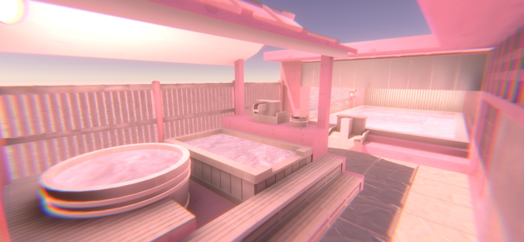 【VRChat】ピンクの温泉ワールド『ゆめかわ温泉』【Unity/blender/FBX】