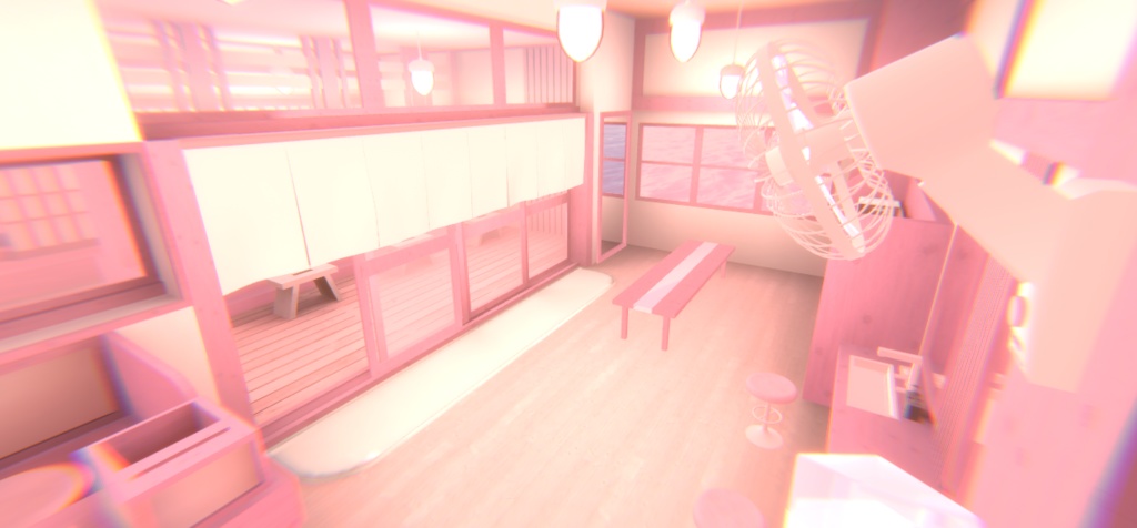 【VRChat】ピンクの温泉ワールド『ゆめかわ温泉』【Unity/blender/FBX】