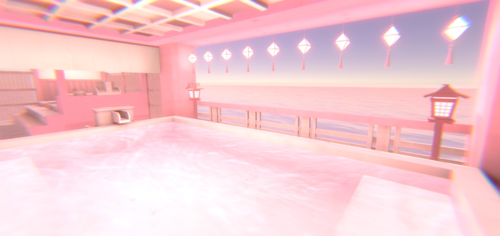 【VRChat】ピンクの温泉ワールド『ゆめかわ温泉』【Unity/blender/FBX】