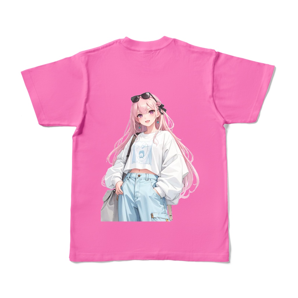 ピンクの半袖 背面印字のみ夏ver.