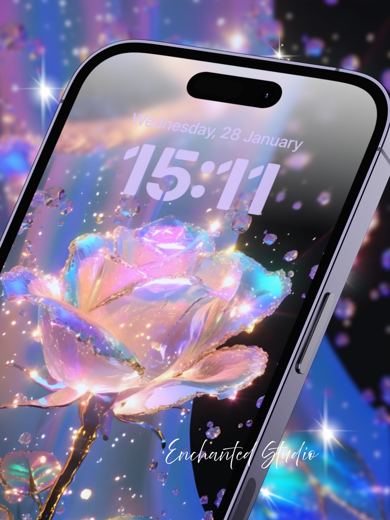 【スマホ壁紙】幸運を呼ぶダイヤモンド・ローズ|願いを叶える、愛の引き寄せ