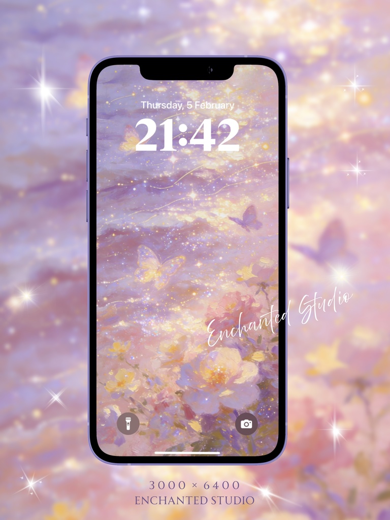 【スマホ壁紙】光輝く「星海と蝶」｜運気転換・チャンスを引き寄せる 