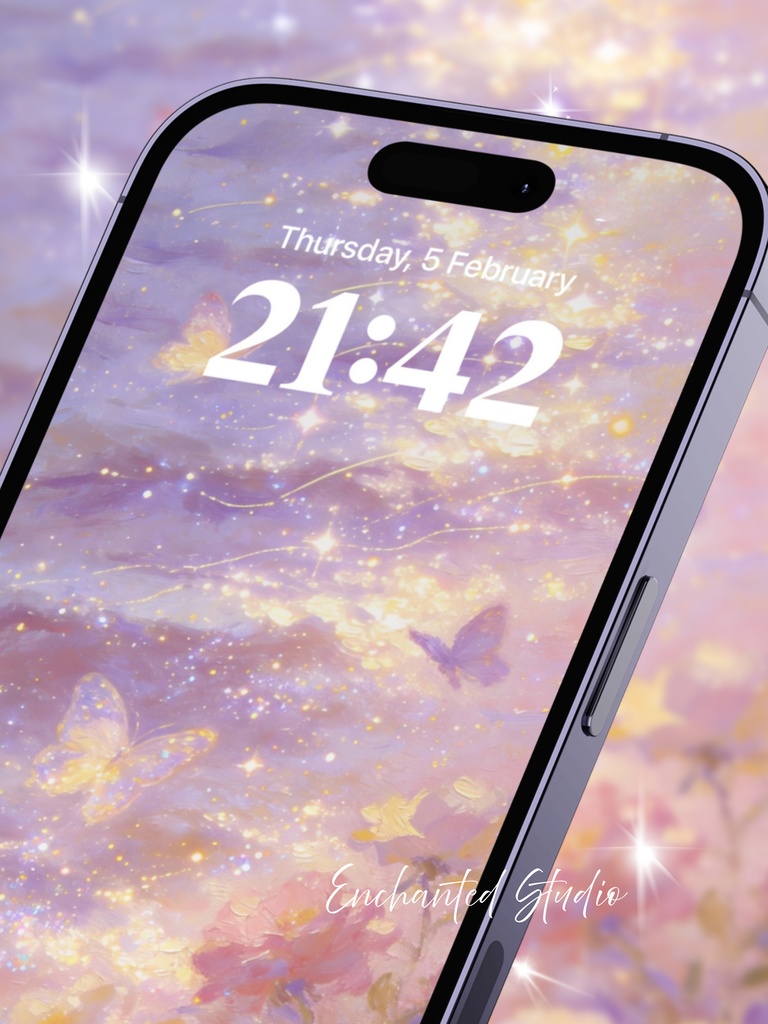 【スマホ壁紙】光輝く「星海と蝶」|運気転換・チャンスを引き寄せる