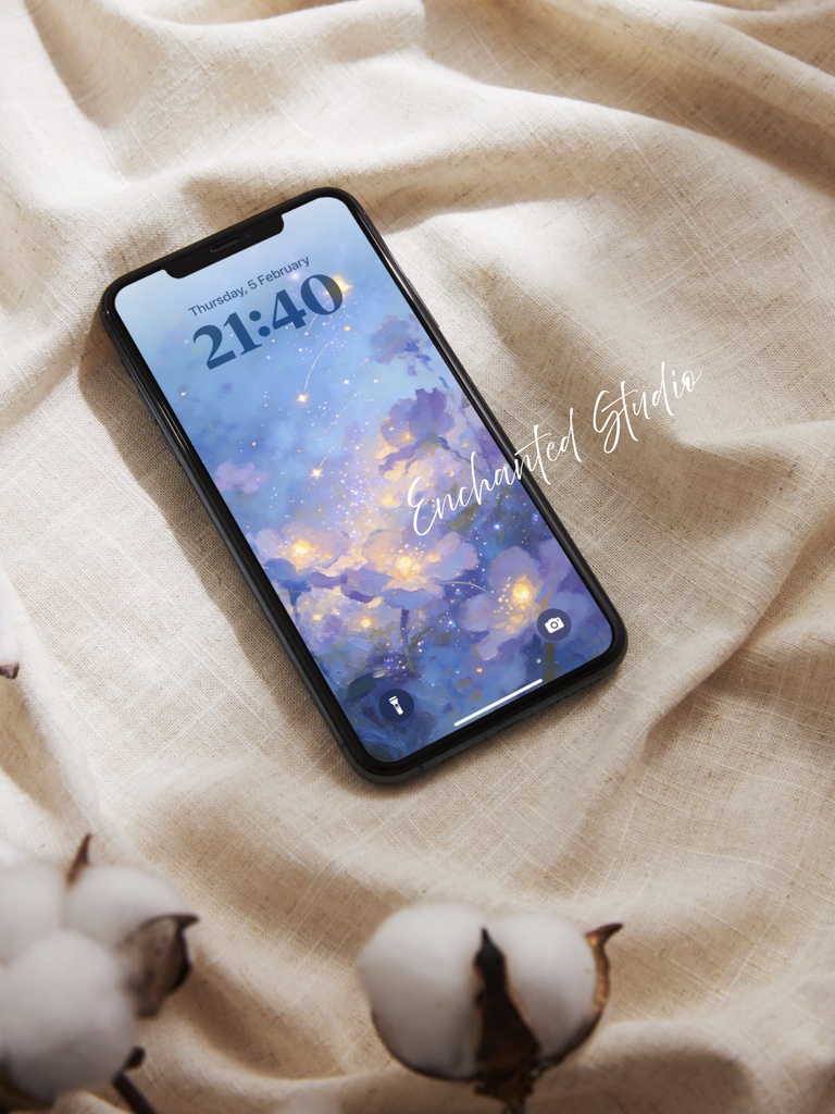 【スマホ壁紙】静寂に灯る「星屑の花園」|ヒーリング・心の平安