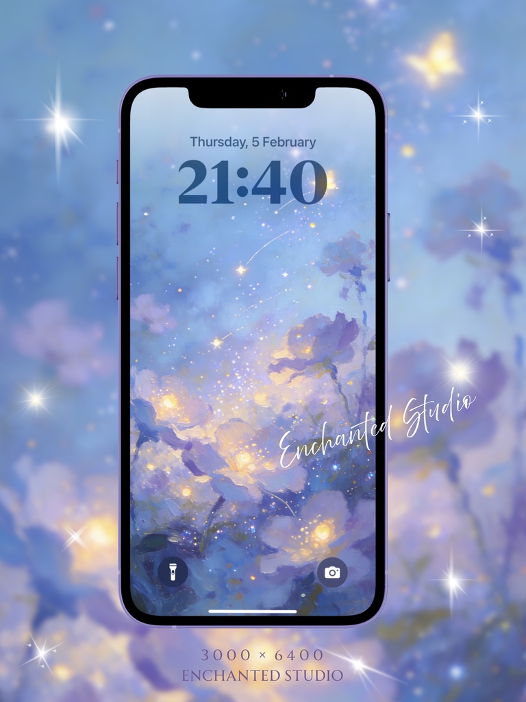 【スマホ壁紙】静寂に灯る「星屑の花園」｜ヒーリング・心の平安