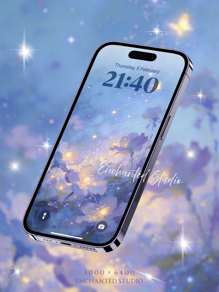 【スマホ壁紙】静寂に灯る「星屑の花園」|ヒーリング・心の平安