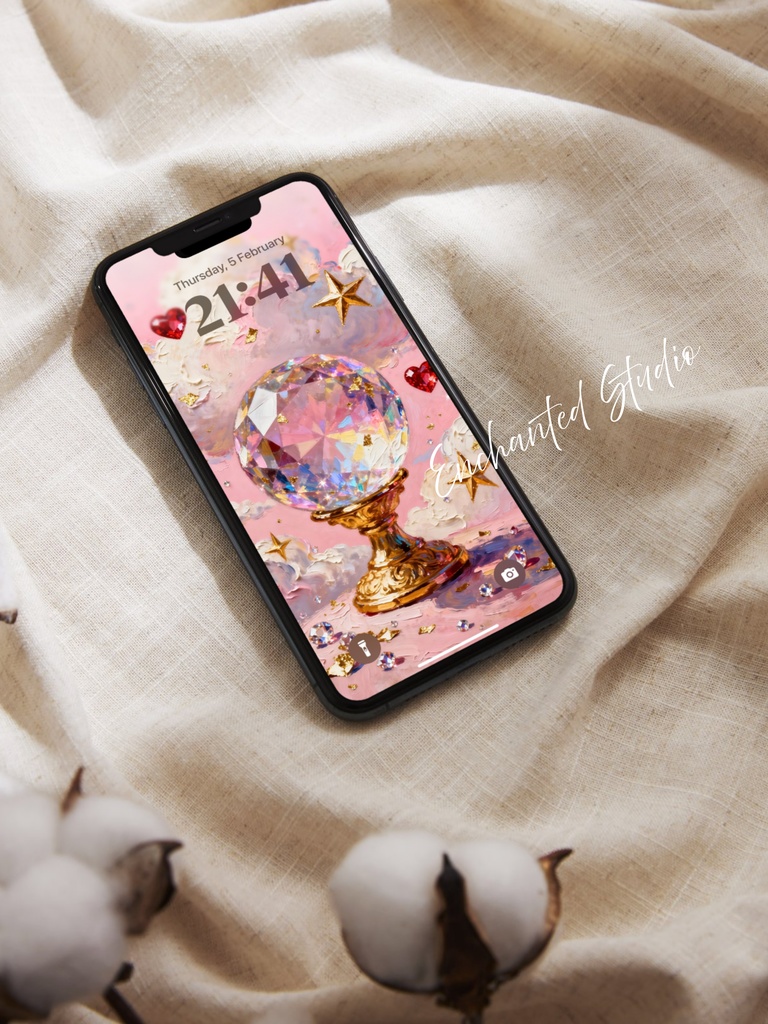 【スマホ壁紙】願望実現の「魔法の水晶」|引き寄せ・愛と豊かさの結晶