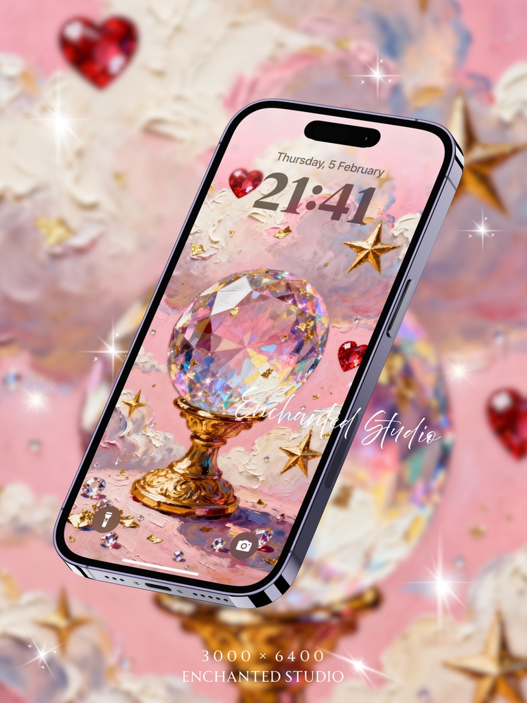 【スマホ壁紙】願望実現の「魔法の水晶」|引き寄せ・愛と豊かさの結晶