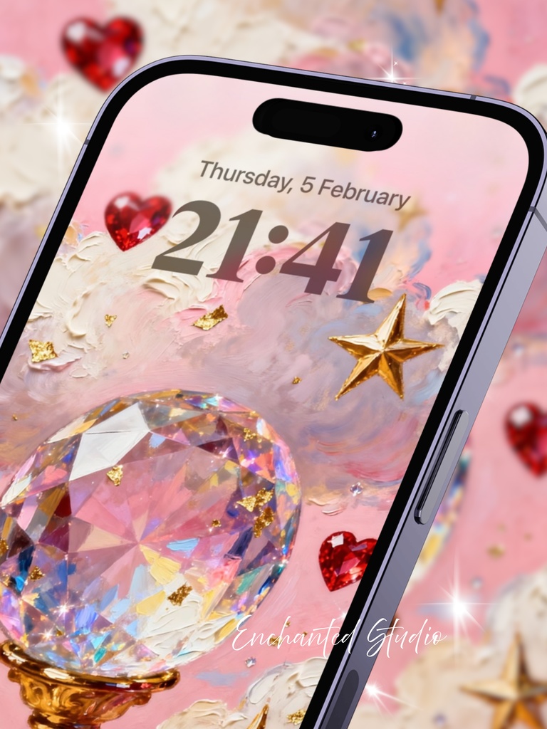 【スマホ壁紙】願望実現の「魔法の水晶」|引き寄せ・愛と豊かさの結晶