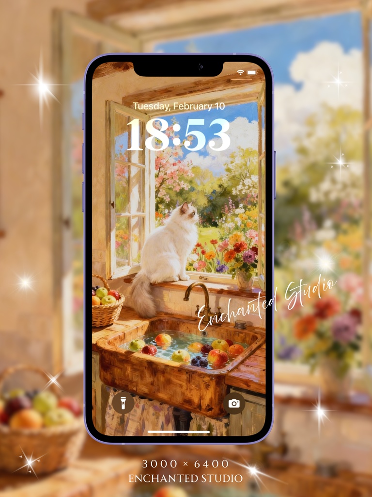 【スマホ壁紙】窓辺の午後 — 静寂と猫