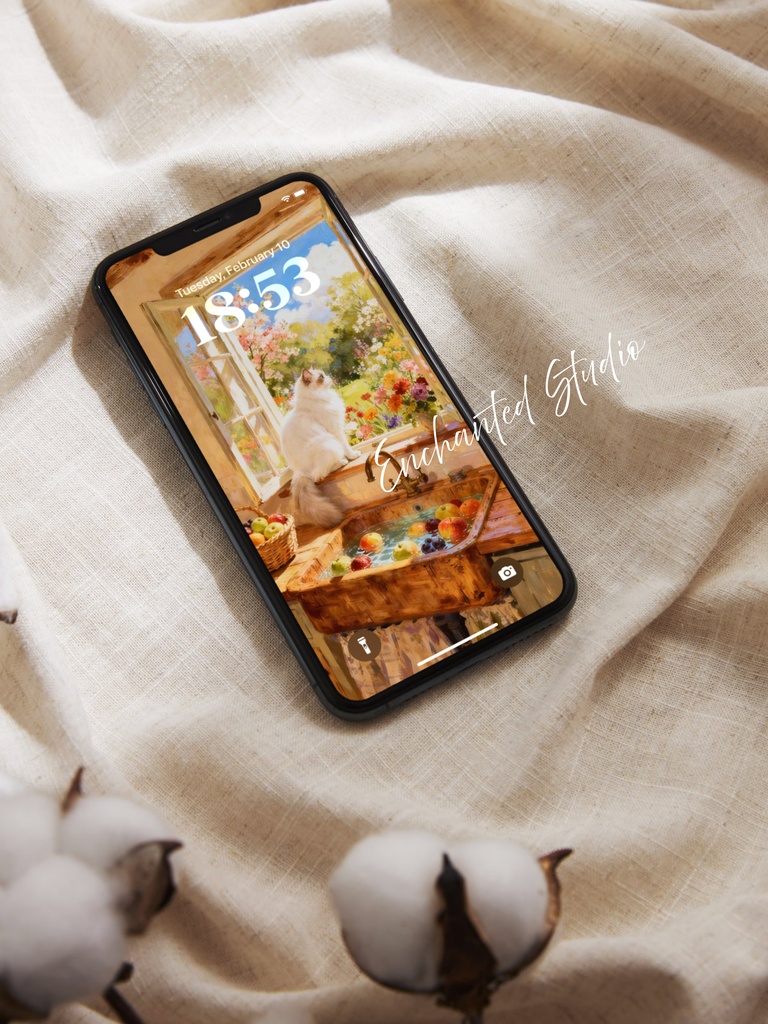 【スマホ壁紙】窓辺の午後 — 静寂と猫