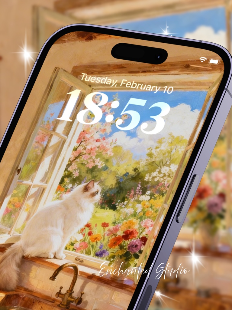 【スマホ壁紙】窓辺の午後 — 静寂と猫