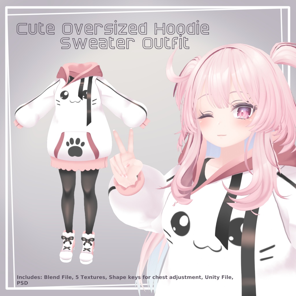 【セレスティア対応】Cute Ovesized Hoodie Sweater Outfit 3D - VRC