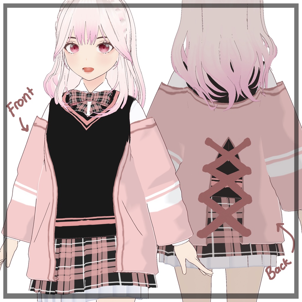 【VRoid用】かわいい制服 6 Colors【無料版有】