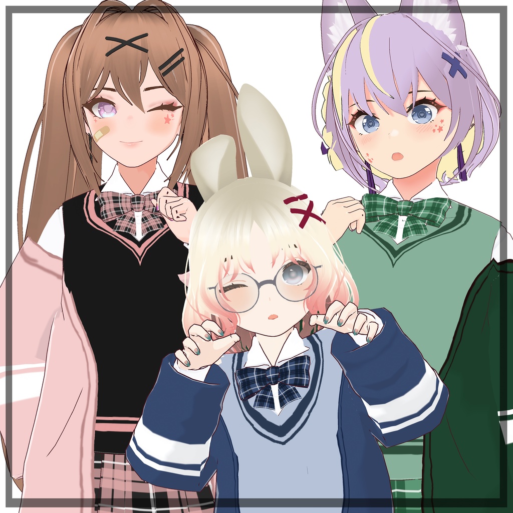 【VRoid用】かわいい制服 6 Colors【無料版有】