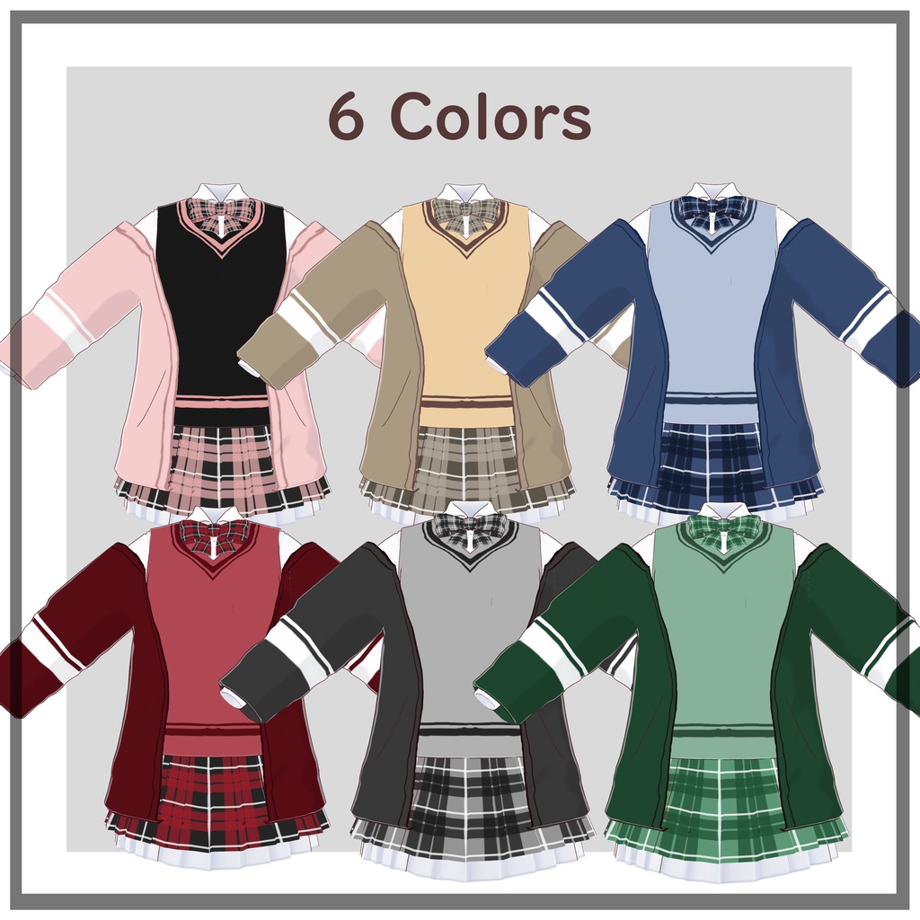 【VRoid用】かわいい制服 6 Colors【無料版有】