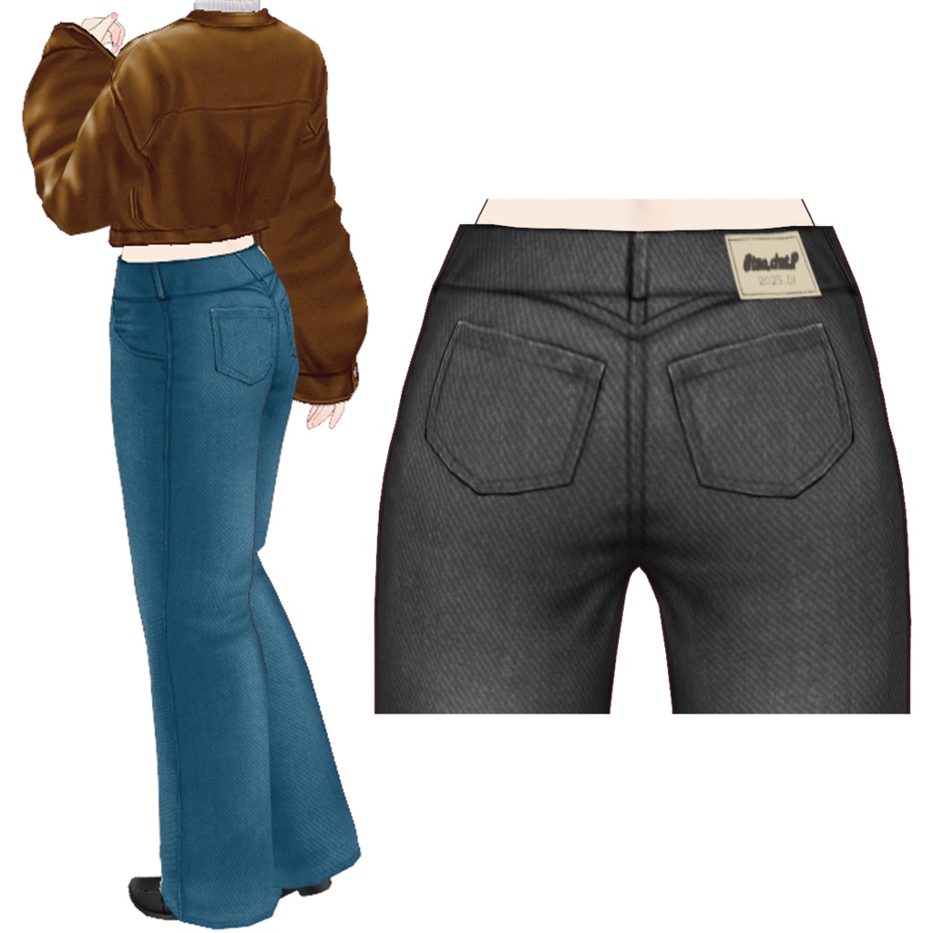 【VRoid】スリット入りデニム 2色