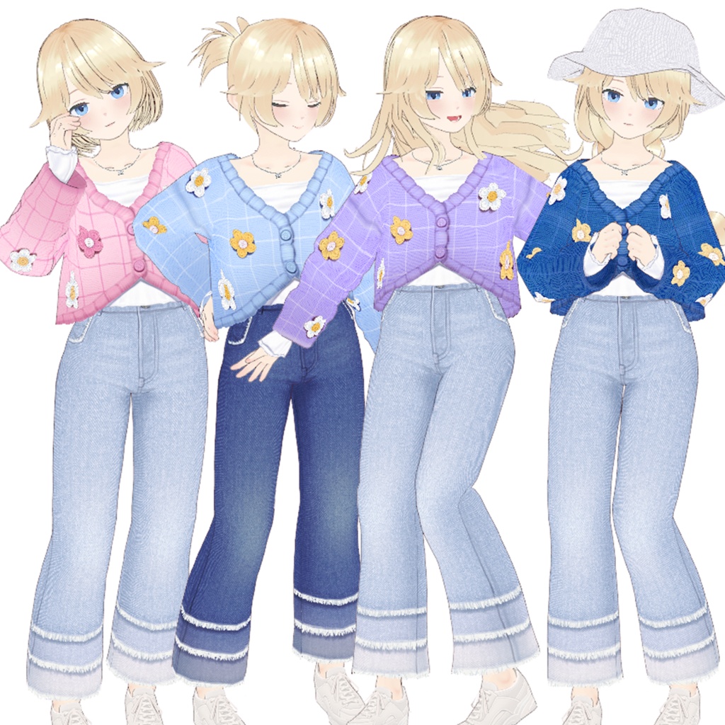 【VRoid】るんるん花柄トップス【7色】