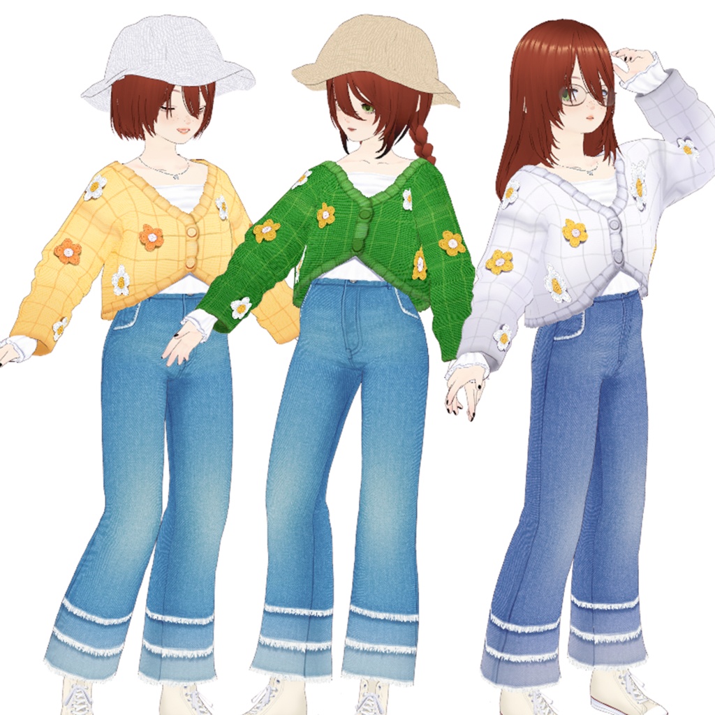 【VRoid】るんるん花柄トップス【7色】