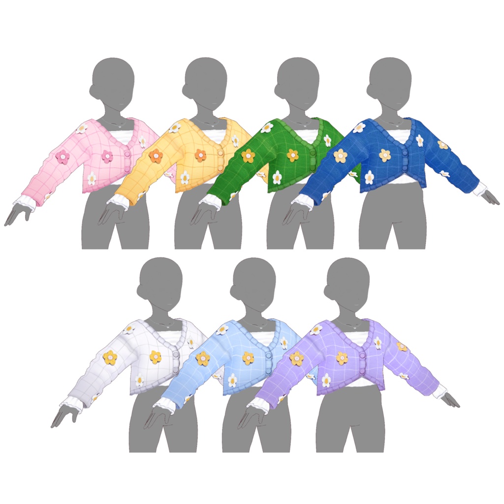 【VRoid】るんるん花柄トップス【7色】