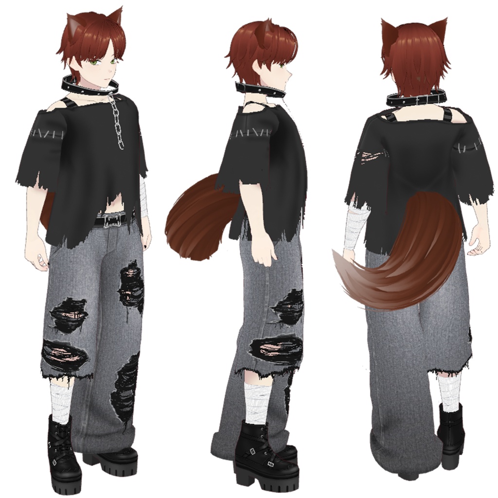 【VRoid】首輪付き ボロボロコーデ【ハロウィン】