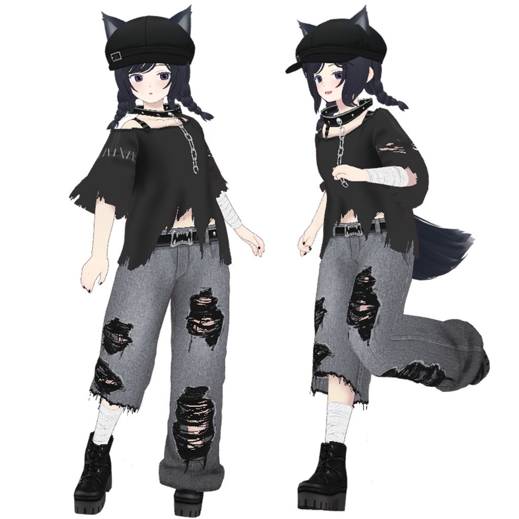 【VRoid】首輪付き ボロボロコーデ【ハロウィン】