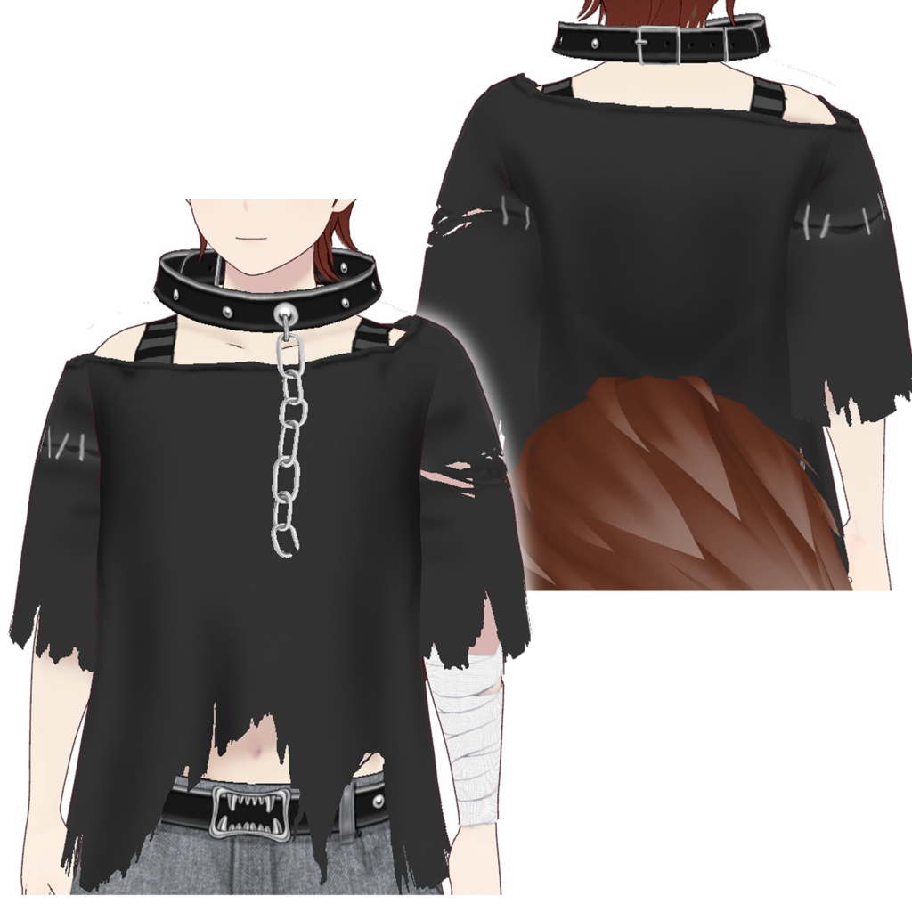 【VRoid】首輪付き ボロボロコーデ【ハロウィン】