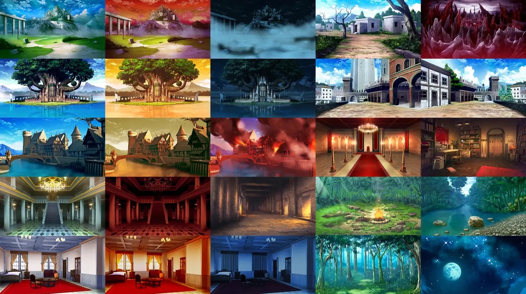 「ファンタジー背景が全てそろう」完全フリー素材集!! 昼夕夜差分あり