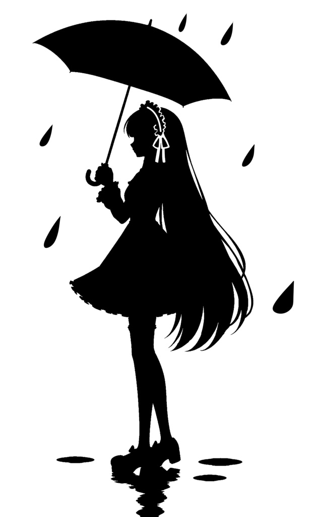 雨とラキアちゃんシルエットステッカー