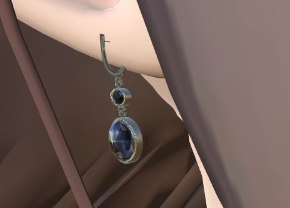 【 VRChat 3D model】 Gem earrings 001
