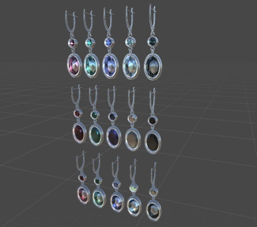 【 VRChat 3D model】 Gem earrings 001