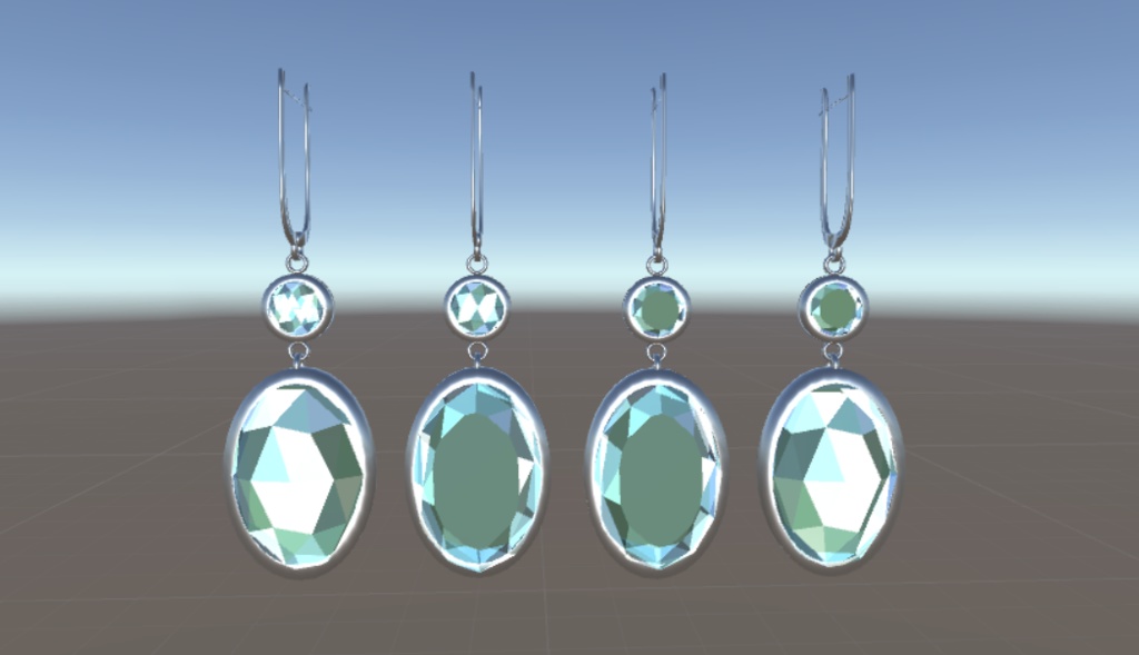 【 VRChat 3D model】 Gem earrings 001