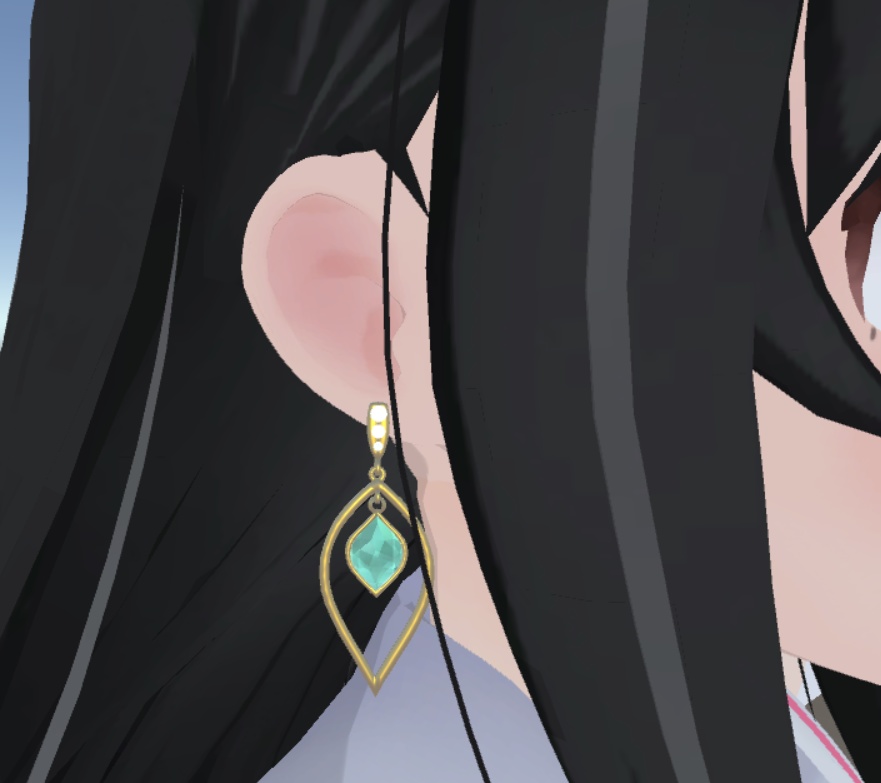 【 VRChat 3D model】 Gem earrings 002