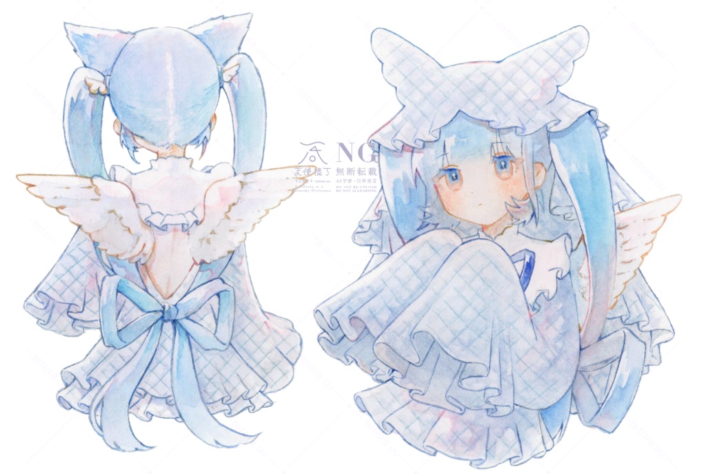 原画「水色リボンのおばけ」