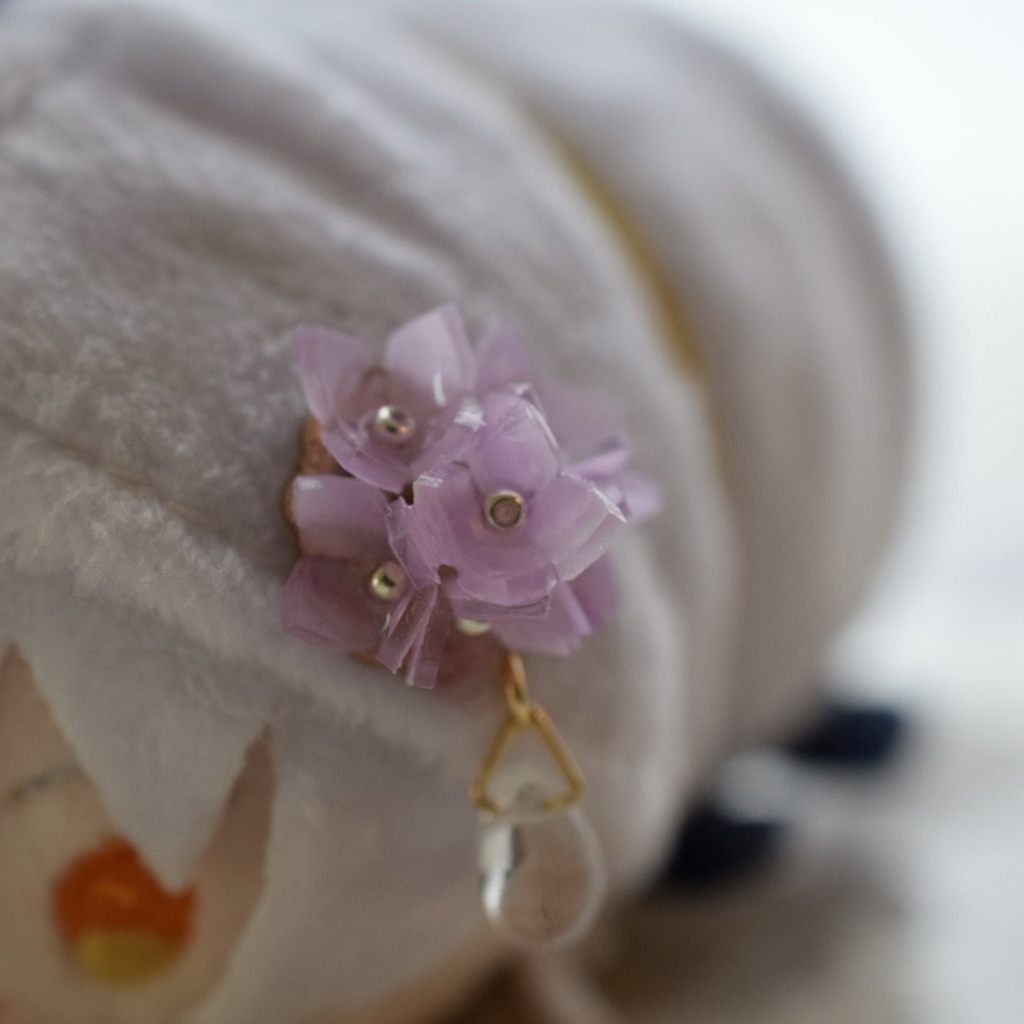 紫陽花と雨粒の髪飾り